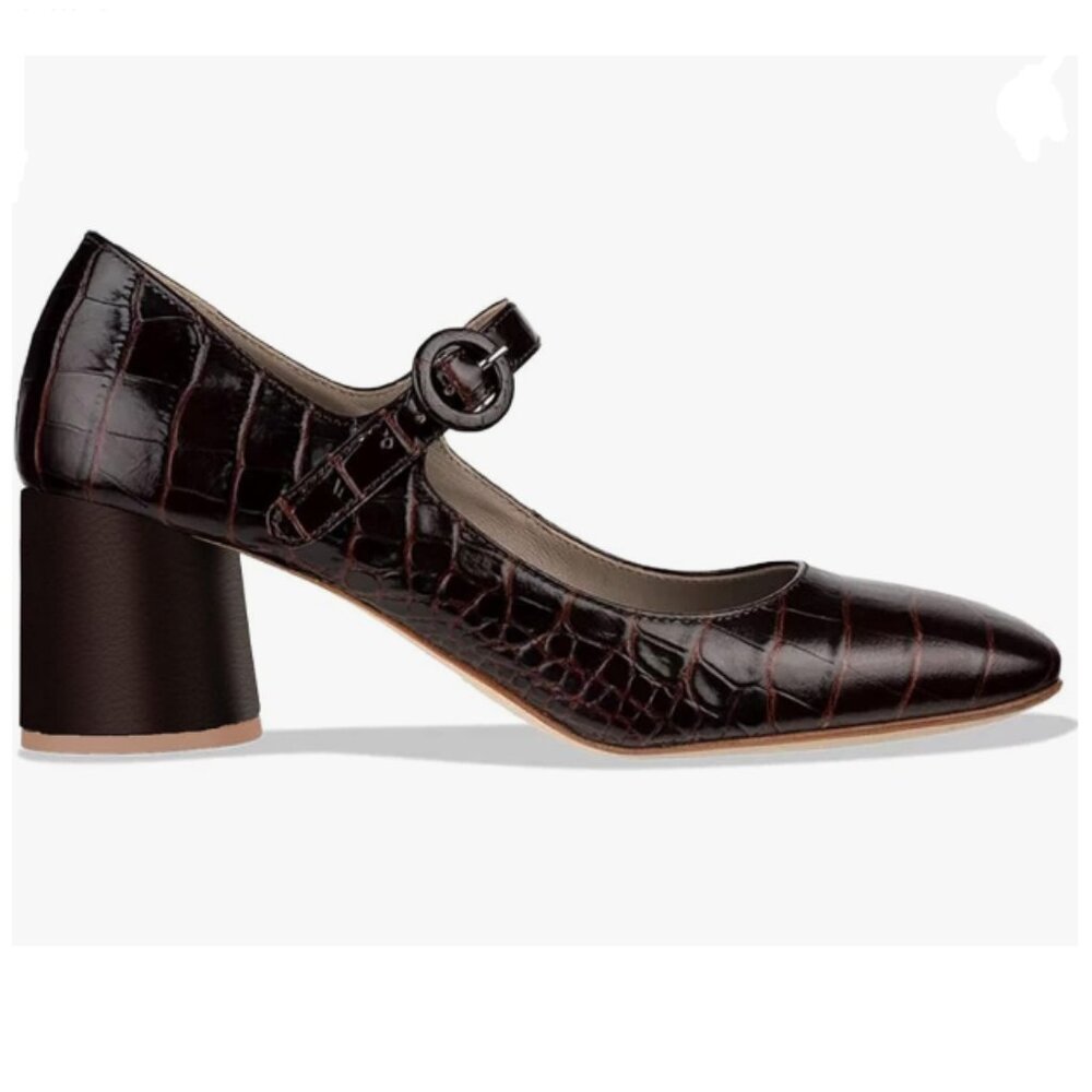 Classic Croc Mary Jane Block Heel Pump - Dark Brown